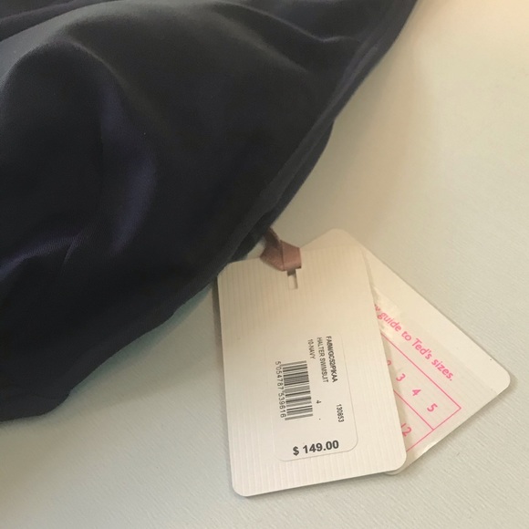 NWT Ted Baker Navy Blue Halter Deep V One Piece - Picture 6 of 9